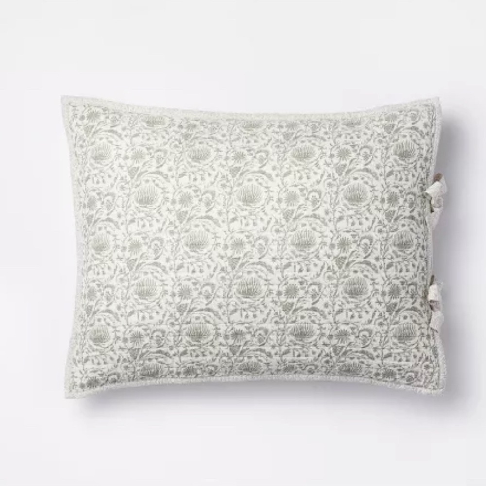 Open Package Standard Decorative Border Cotton Slub Print Quilt Sham Threshold
